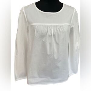 J Crew Factory white organic cotton/elastane puff sleeve poplin blouse , size M